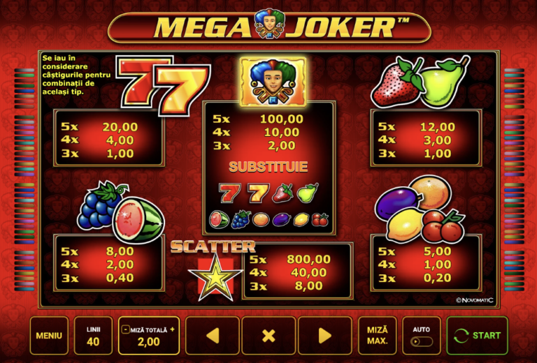 Simboluri de plata si castiguri la Mega Joker slot