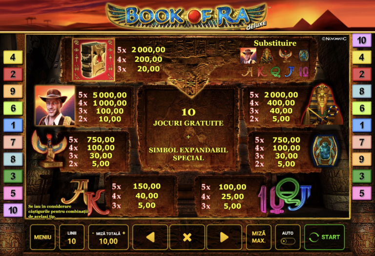 Simboluri de plata si castiguri la Book of Ra Deluxe slot online