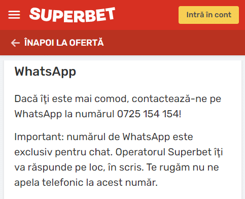 WhatsApp Superbet