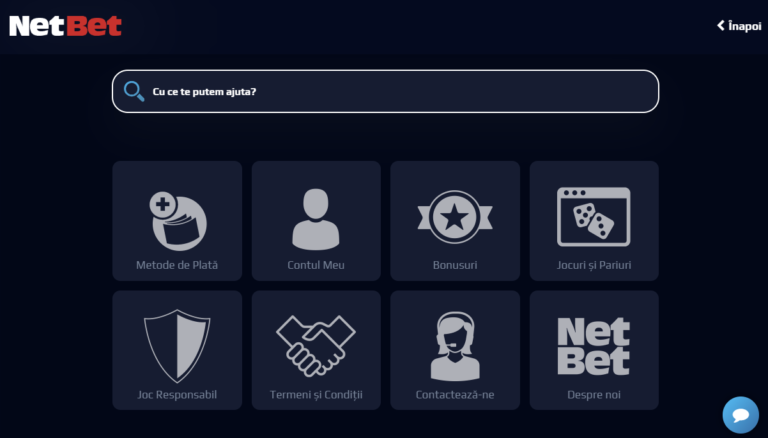 Help center - pagina cu intrebari frecvente de la NetBet