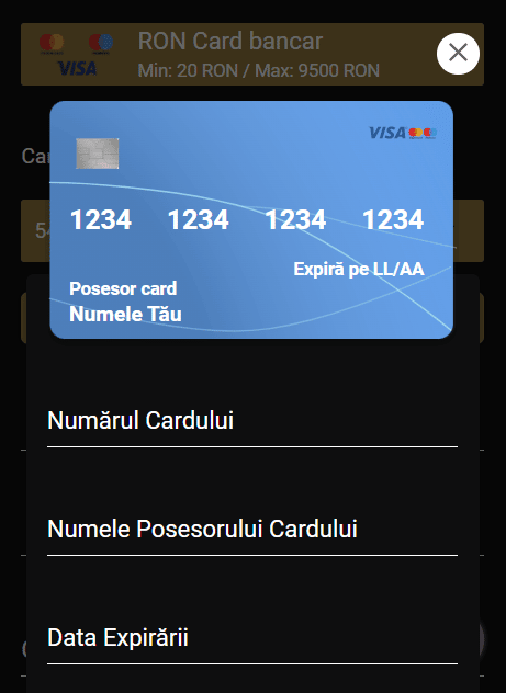 Adaugare card pentru depunere ContiCazino