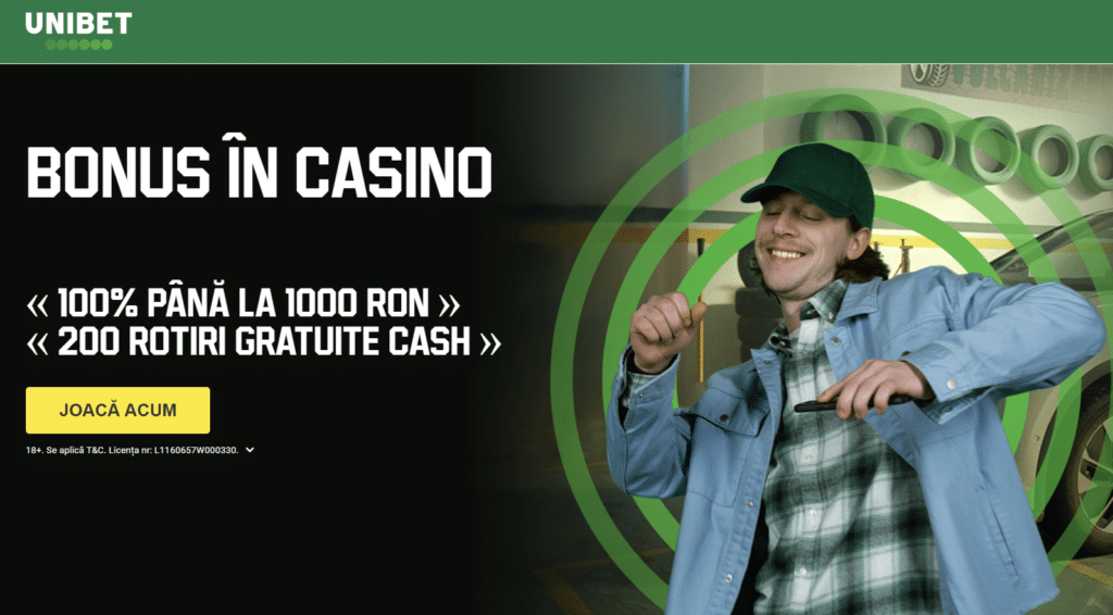 Bonus Unibet Casino - 1.000 RON + 200 Rotiri