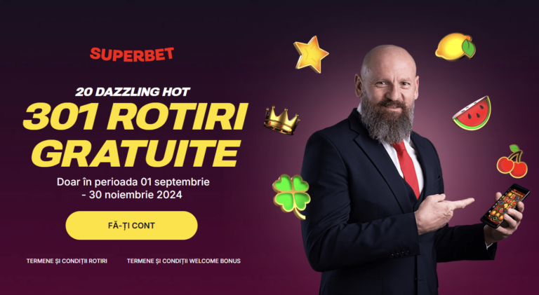 Bonus Superbet Casino - 301 Rotiri Gratuite fara depunere