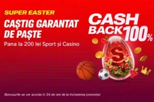 Superbet iti ofera cashback 100% in prima zi de Paste