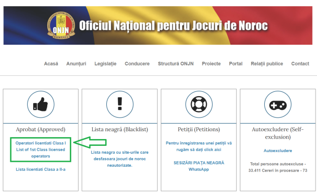 Verifica lista cu operatorii acceptati pe site-ul ONJN